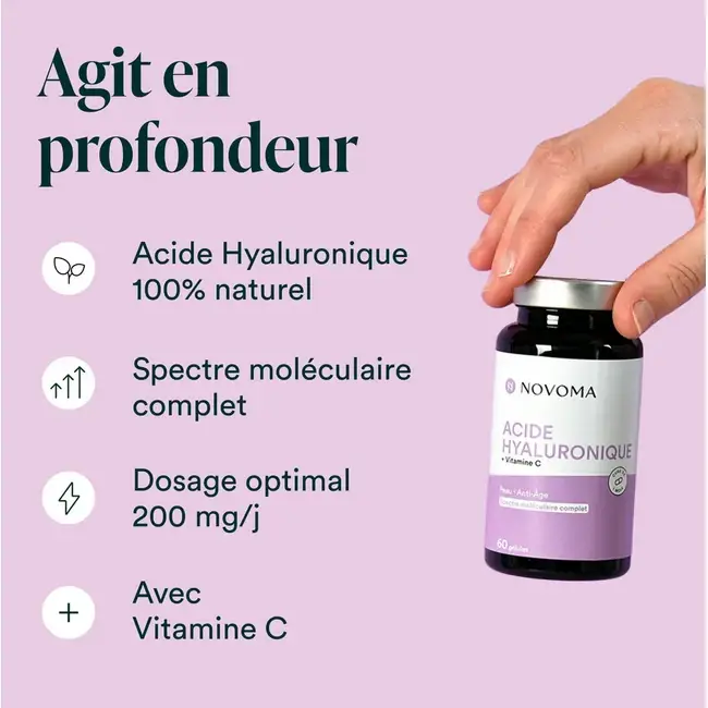 Description de comment agis l'acide hyaluronique novoma