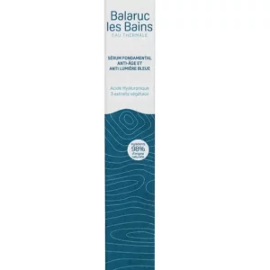 Sérum Fondamental ANTI-ÂGE ET ANTI LUMIÈRE BLEUE l'alliance de l'acide hyaluronique et de la protection anti-lumière bleue pour une peau resplendissante.