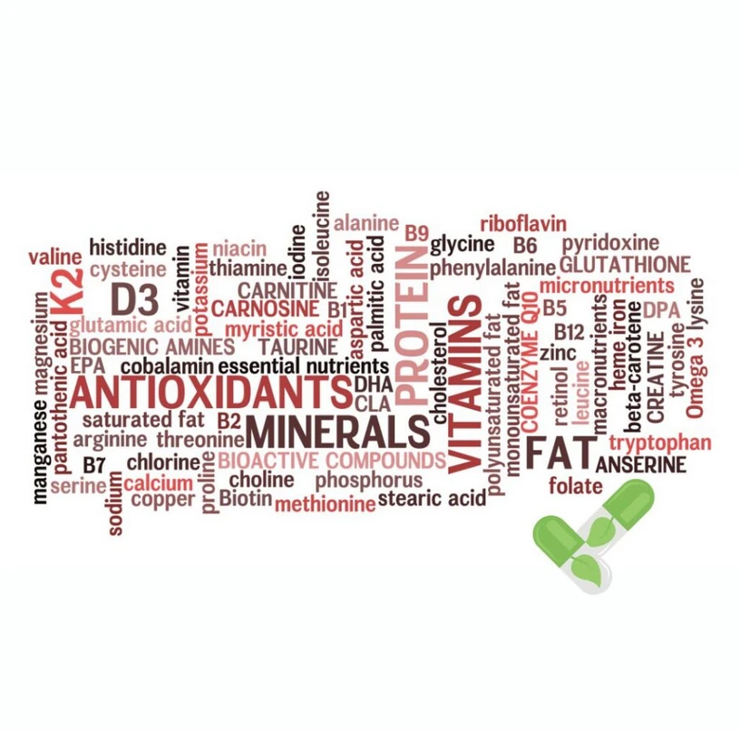 Glycine, methionine, minerals, alanine, sodium, calcium etc sont des micronutriments efficace pour le corps.
